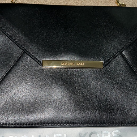 Black Michael Kors clutch with gold chain - Picture 3 of 8